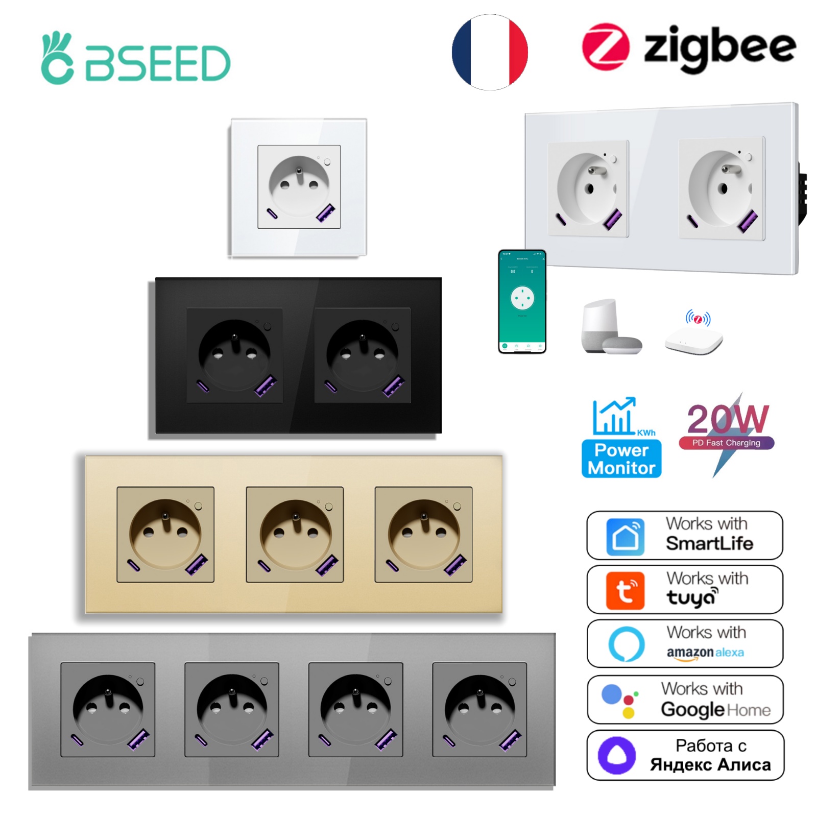 Smart Wall Socket - Inteligentne gniazdko Zigbee FR BSEED z