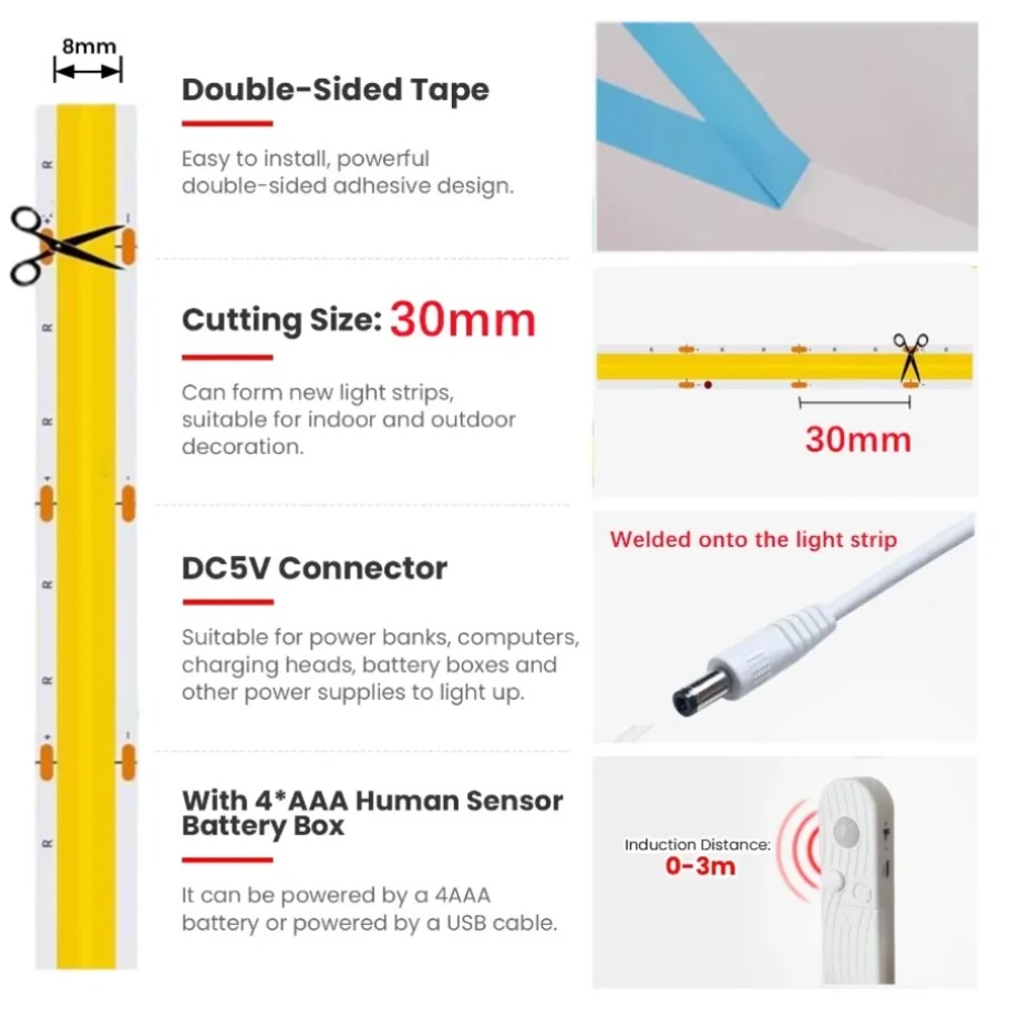 Regulowana listwa LED COB 5V z – Smart Home Llm recenzja i cena